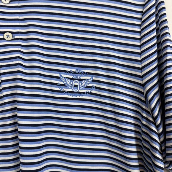 RLX Ralph Lauren 2012 US Open Olympic Club Stripe Polo Shirt Blue - M - Picture 3 of 8